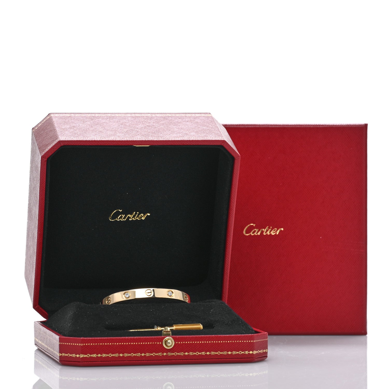 Cartier 18K Yellow Gold 4 Diamond LOVE Bracelet 15 8 of 8