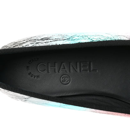 Chanel Laminated Calfskin Grosgrain Cap Toe CC Ballerina Flats 37 Multicolor Black 7 of 8