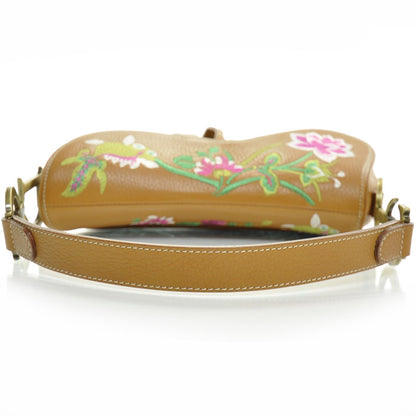Christian Dior Grained Calfskin Floral Embroidered Saddle Bag Beige 5 of 9