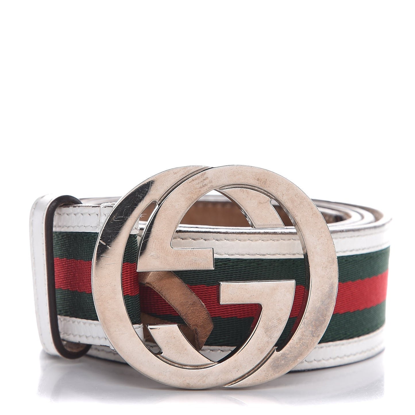 Calfskin Web Interlocking G Belt 95 38 White