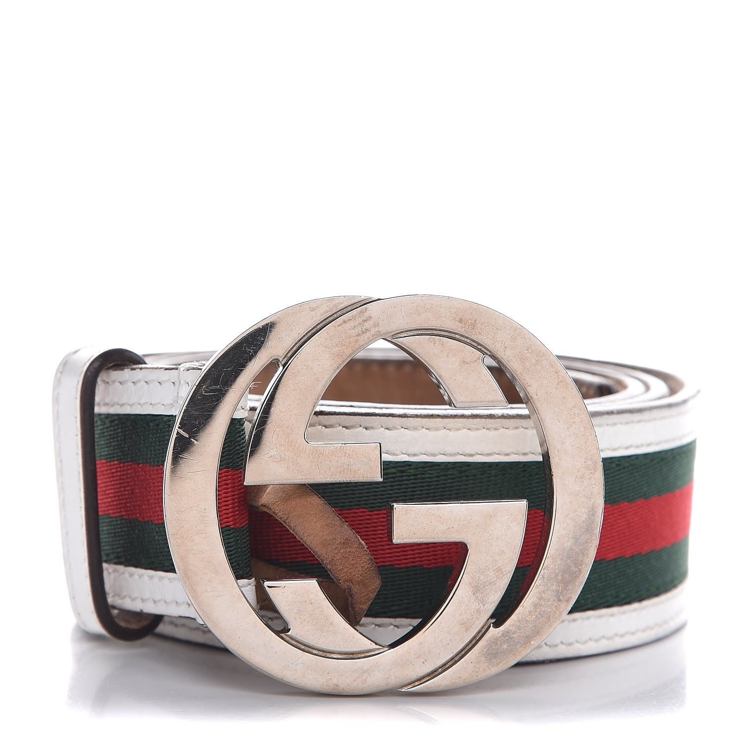 Gucci Calfskin Web Interlocking G Belt 95 38 White 1 of 7