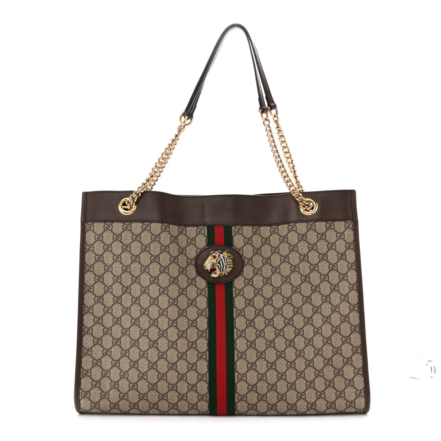 Gucci GG Supreme Monogram Large Rajah Chain Tote Beige New Acero 1 of 15