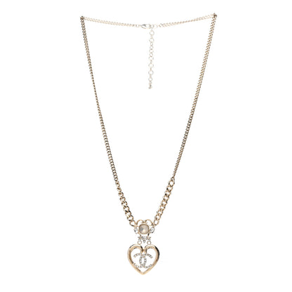 Chanel Crystal Glass Heart CC Necklace Gold 3 of 6
