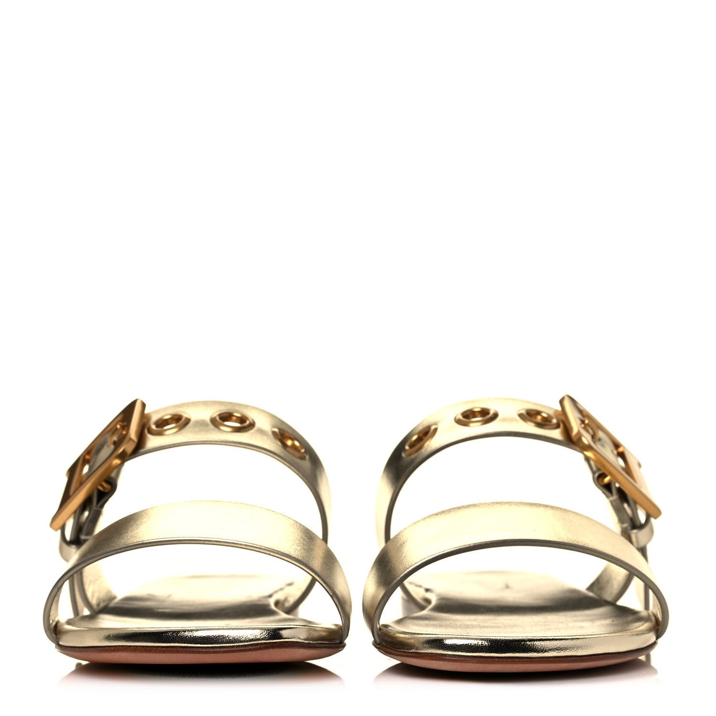 Laminated Calfskin D-Dior Slide Flat Sandals 37 Pale Gold