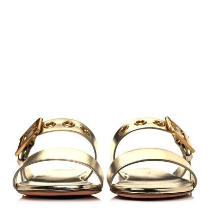 Christian Dior Laminated Calfskin D-Dior Slide Flat Sandals 37 Pale Gold 2 of 9