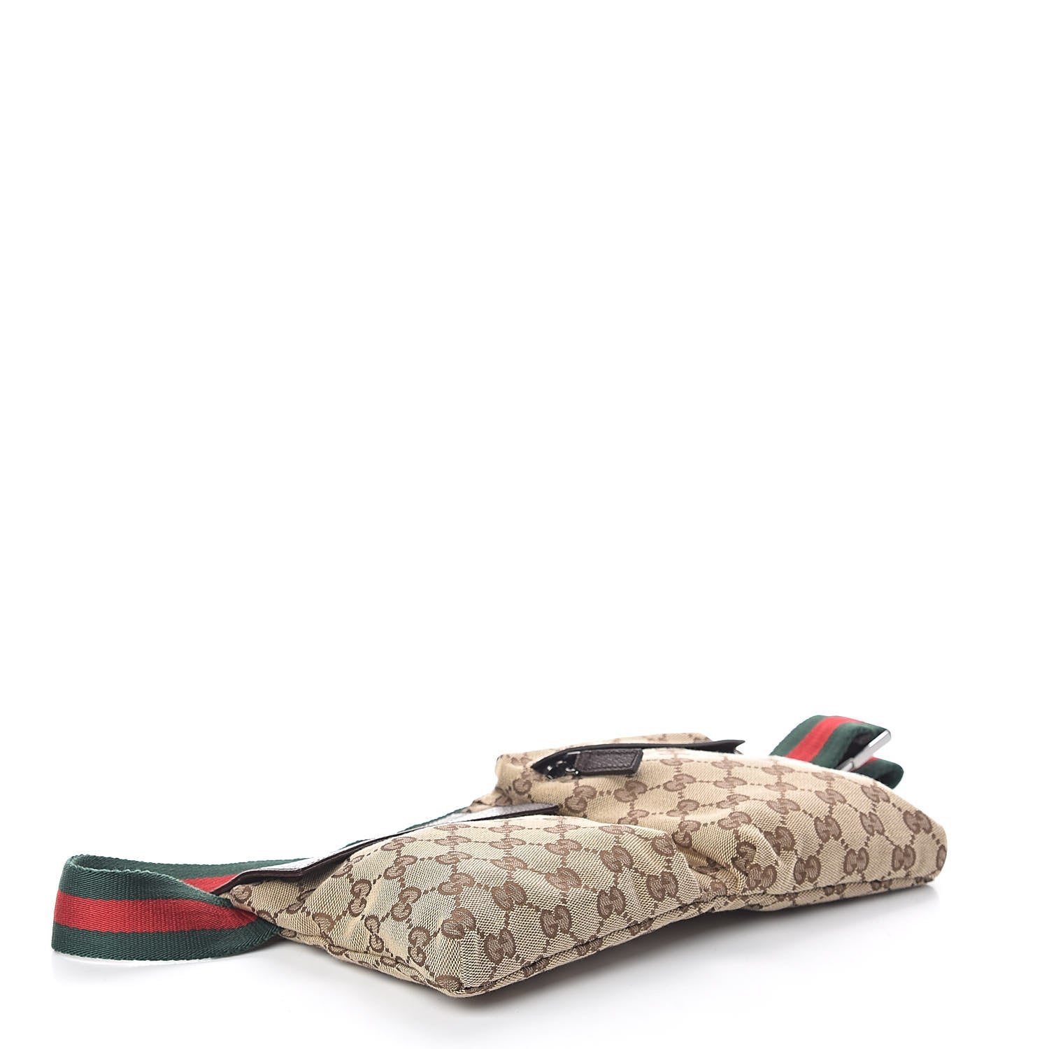 Gucci GG Monogram Web Double Pocket Belt Bag Dark Brown 4 of 10