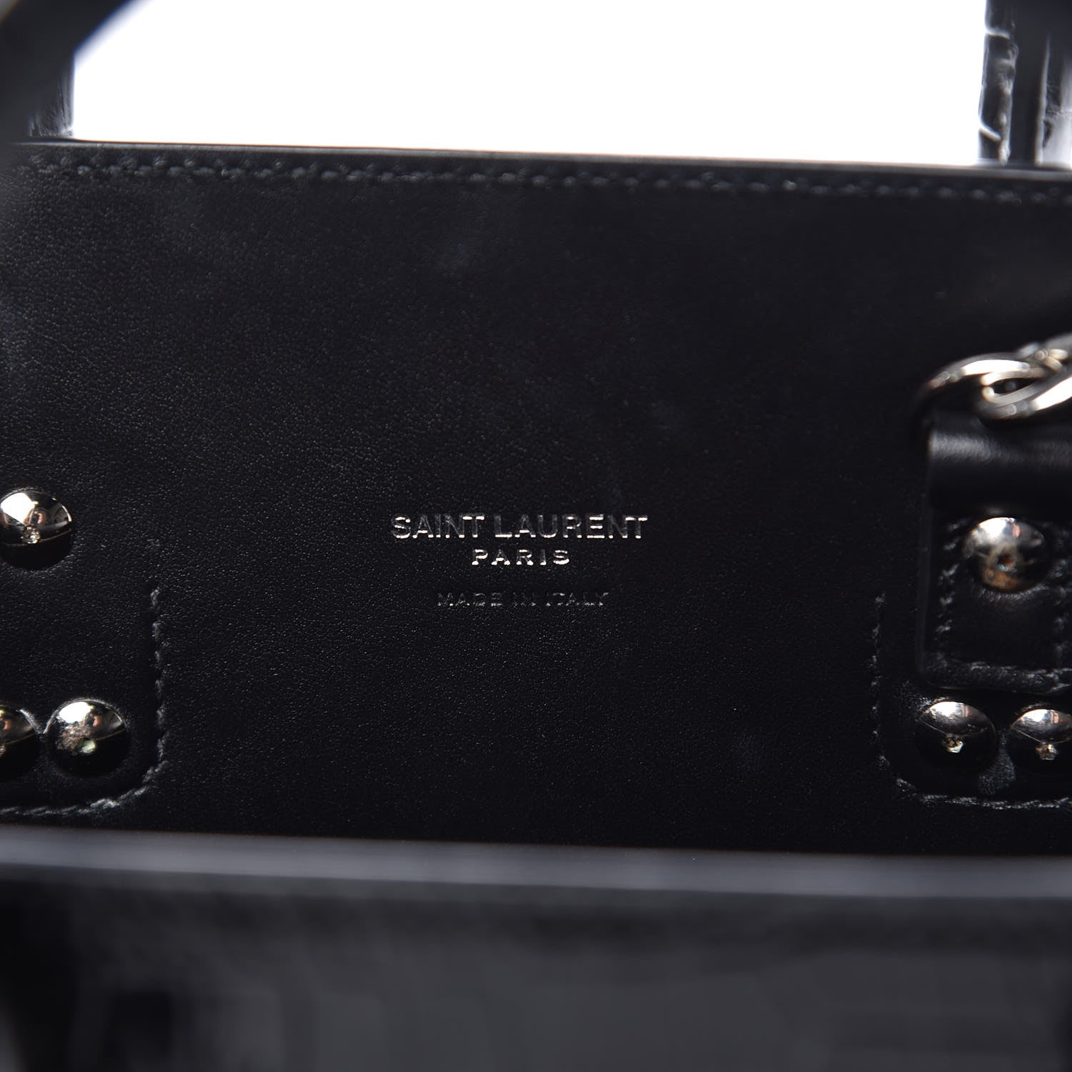 Saint Laurent Calfskin Crocodile Embossed Baby Sac De Jour Black 6 of 10
