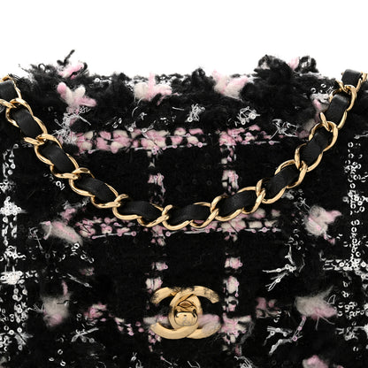 Chanel Tweed Sequin Mini Rectangular Flap Black Pink Multicolor 8 of 13