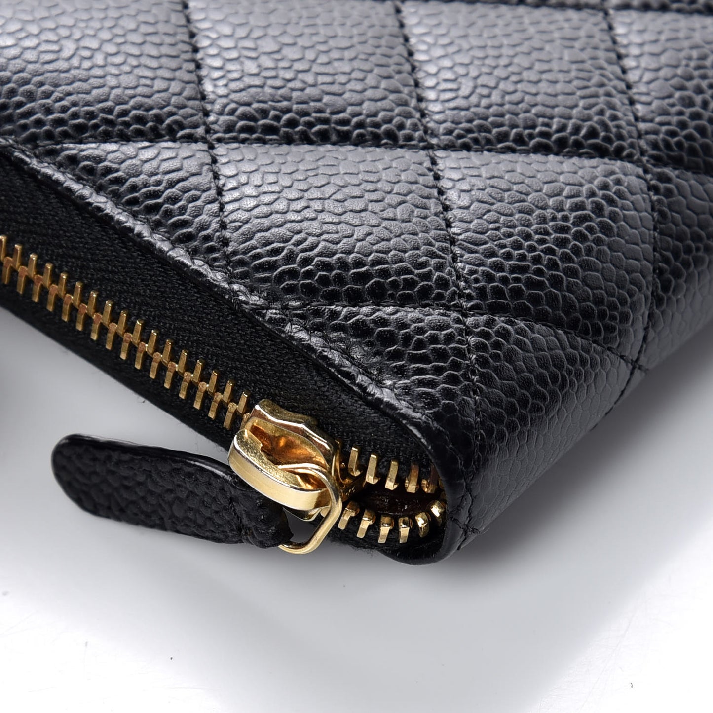 Caviar Quilted Large Gusset Zip Around Wallet Black