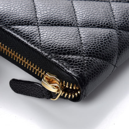 Chanel Caviar Quilted Large Gusset Zip Around Wallet Black 5 of 10