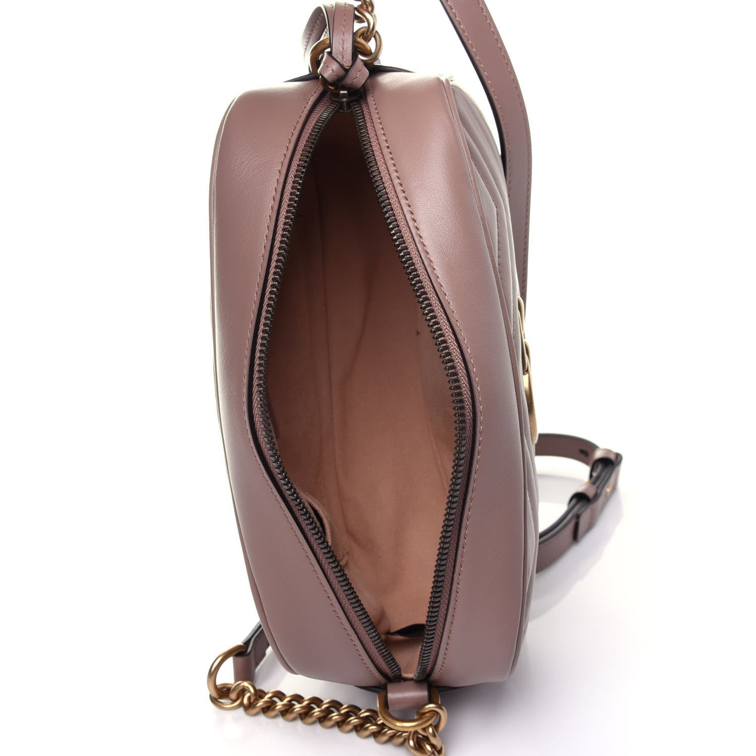 Gucci Calfskin Matelasse Small GG Marmont Chain Shoulder Bag Porcelain Rose 4 of 10