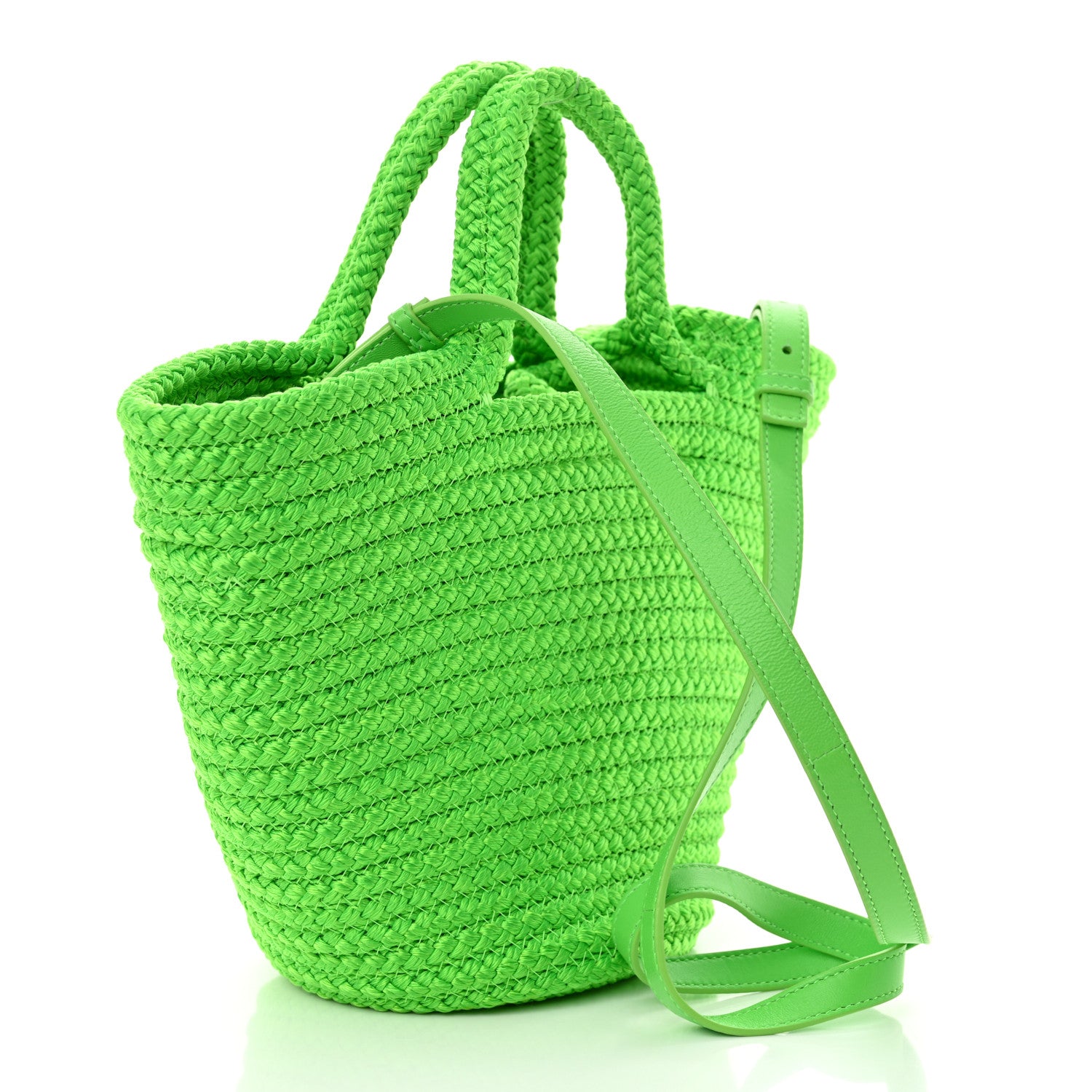 Balenciaga Nylon Lambskin Woven Small Ibiza Basket With Strap Green 3 of 11