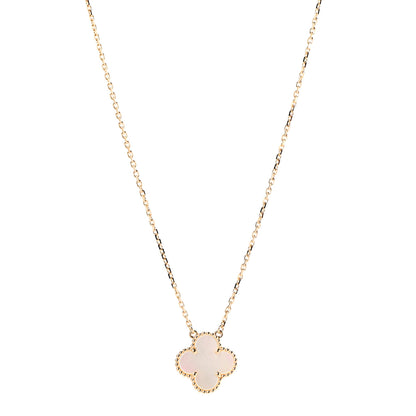 Van Cleef & Arpels 18K Yellow Gold Mother of Pearl Vintage Alhambra Pendant Necklace 1 of 7