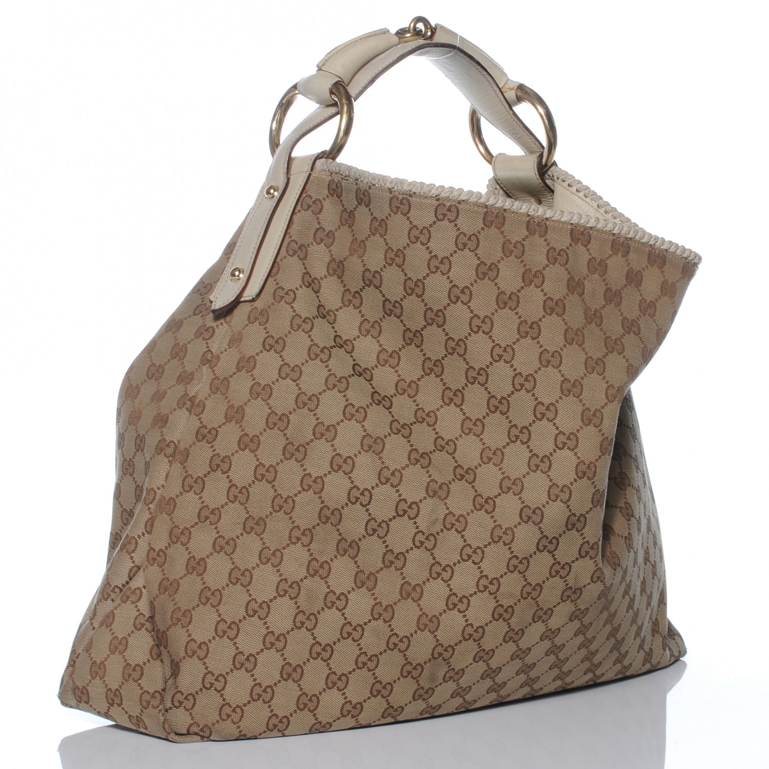 Gucci Monogram Large Horsebit Chain Hobo White 3 of 7