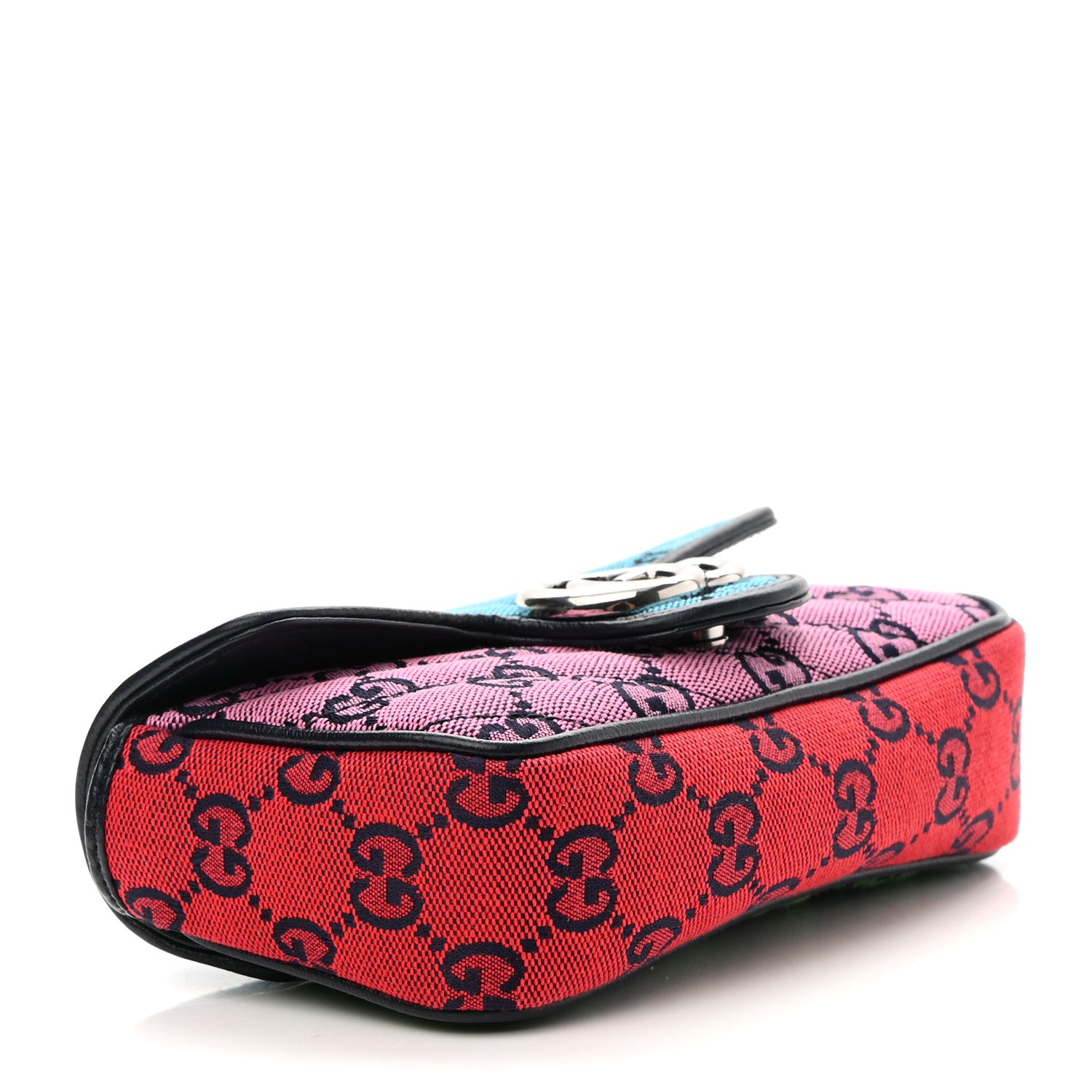 Gucci Monogram Multicolor Matelasse Diagonal Super Mini GG Marmont Shoulder Bag Light Blue Pink Blue Green Red 3 of 8