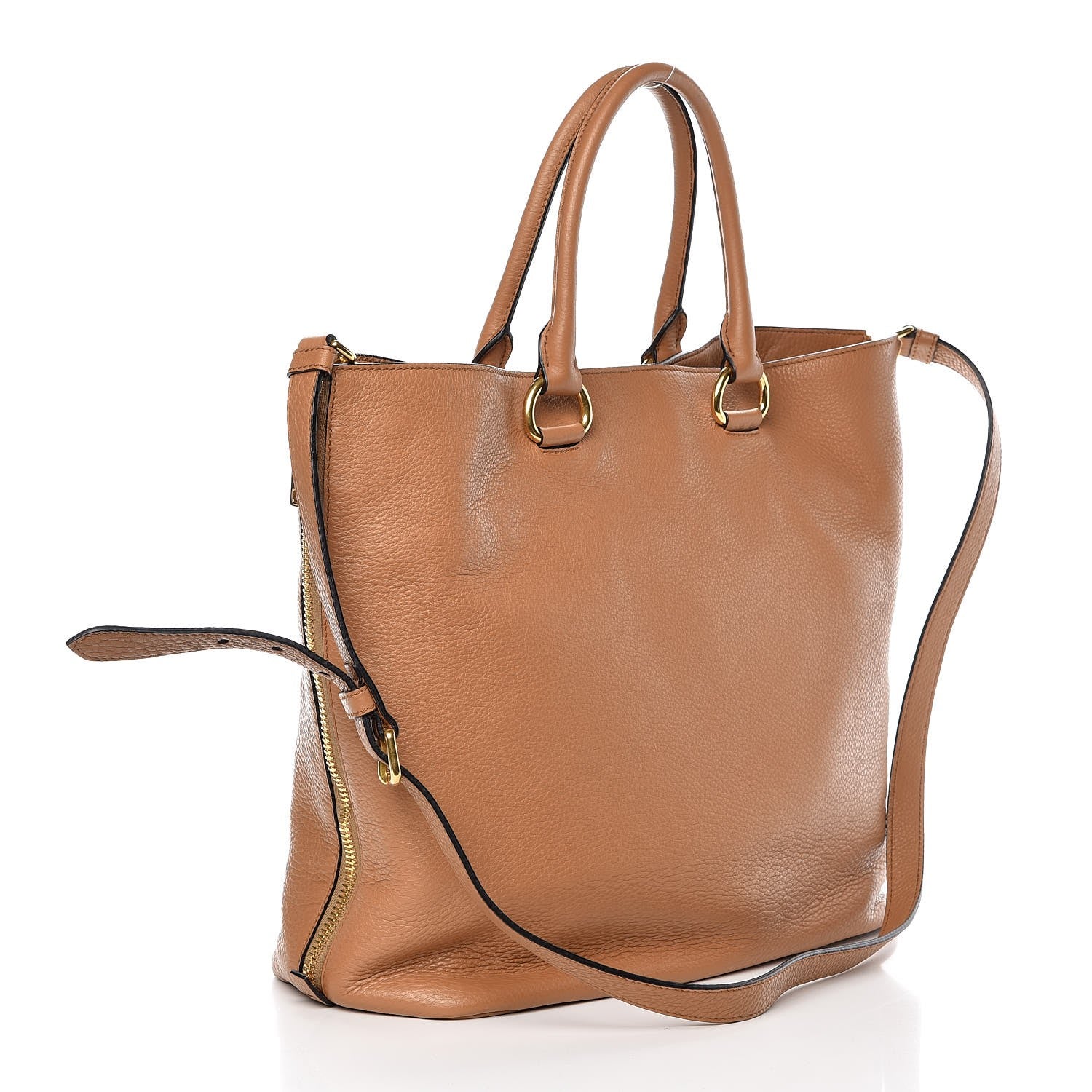 Prada Vitello Daino Side Zip Tote Cannella 4 of 9