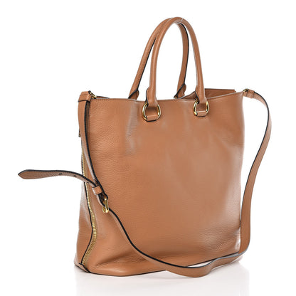 Prada Vitello Daino Side Zip Tote Cannella 4 of 9