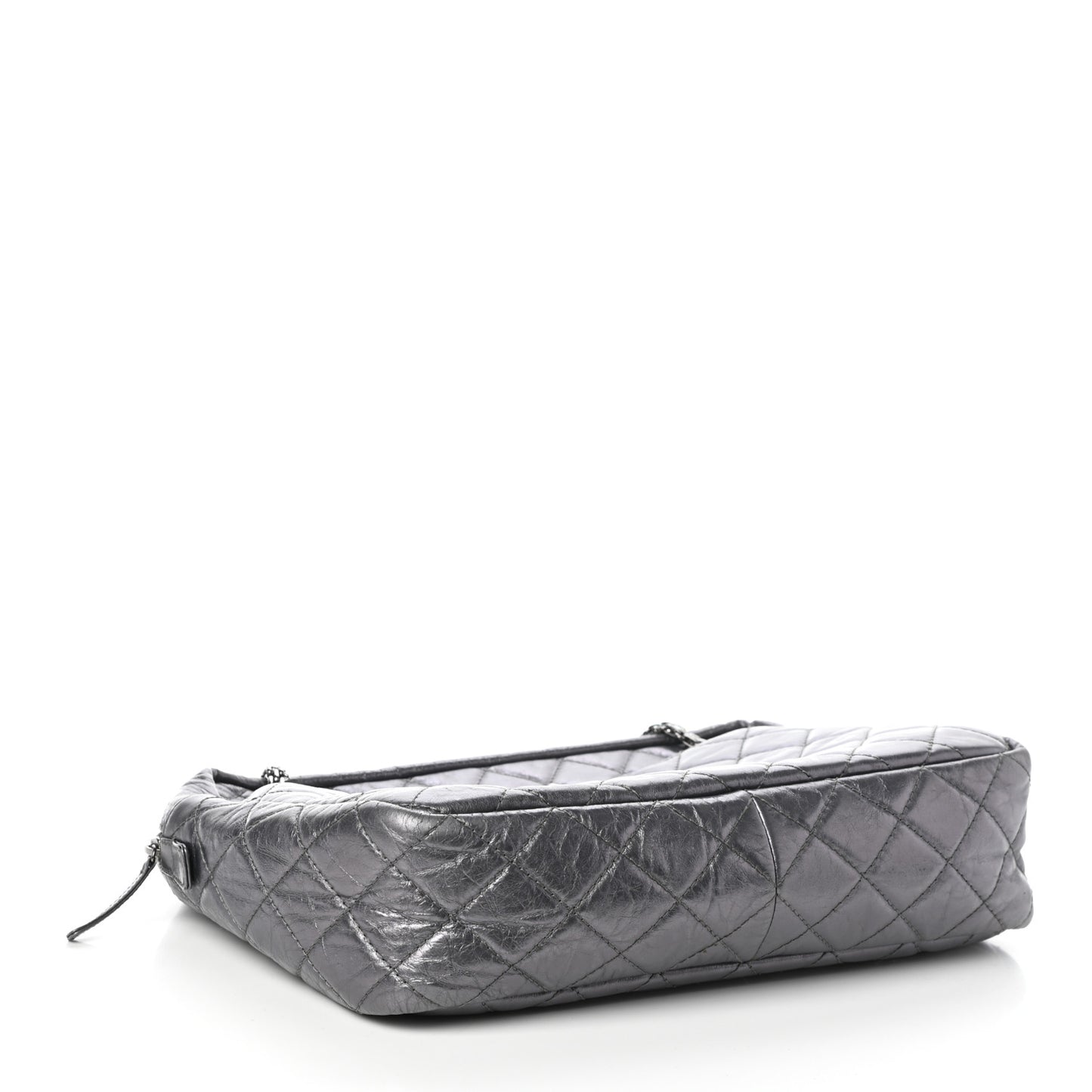 Metallic Aged Calfskin Quilted Large Reissue Camera Case Silver