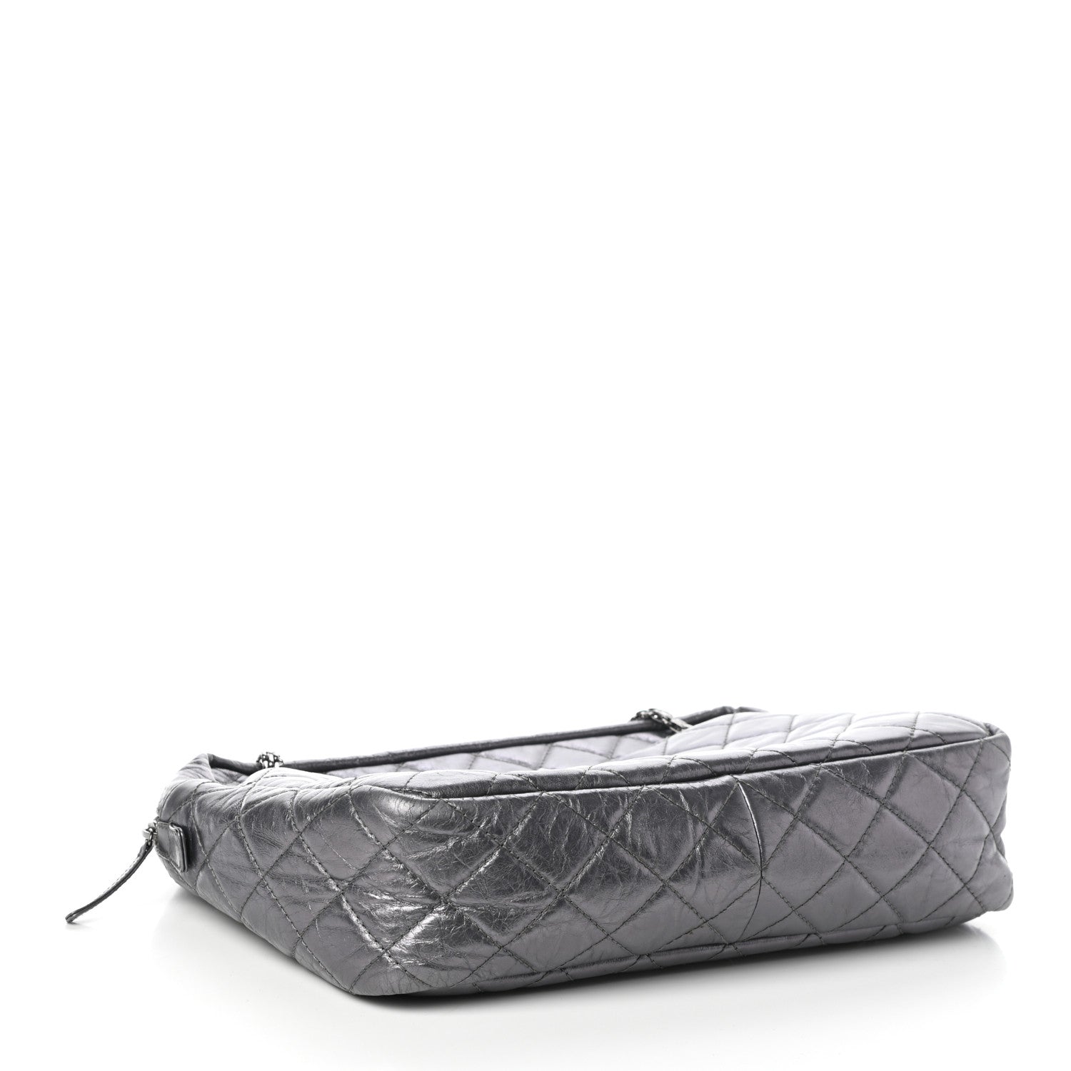 Chanel Metallic Aged Calfskin Quilted Large Reissue Camera Case Silver 4 of 10