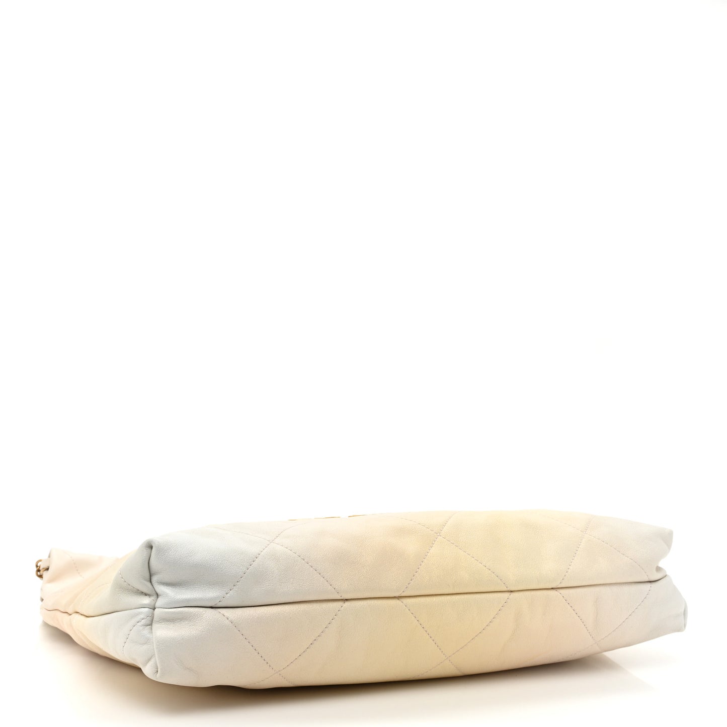 Iridescent Calfskin Quilted Chanel 22 Golden White