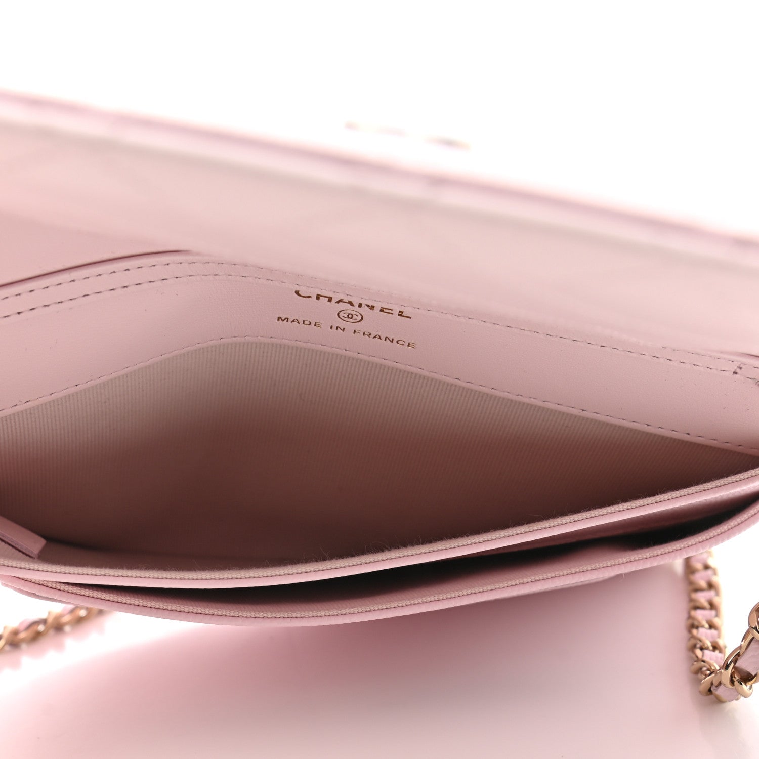 Chanel Caviar Stitched Wallet On Chain WOC Light Pink 6 of 12