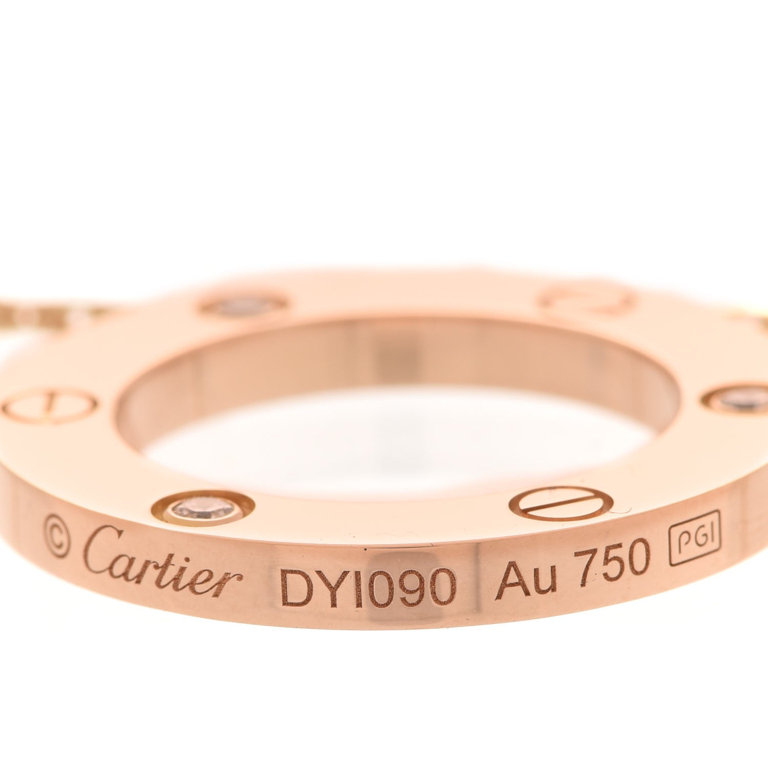 Cartier 18K Pink Gold 3 Diamonds LOVE Pendant Necklace 7 of 8