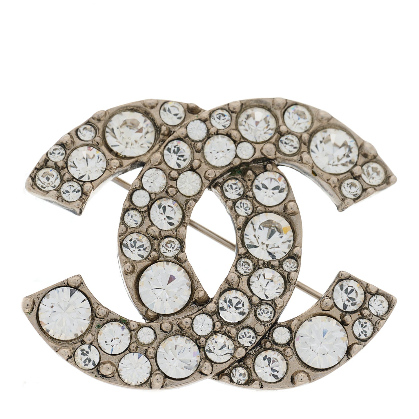 Crystal Large CC Brooch Silver