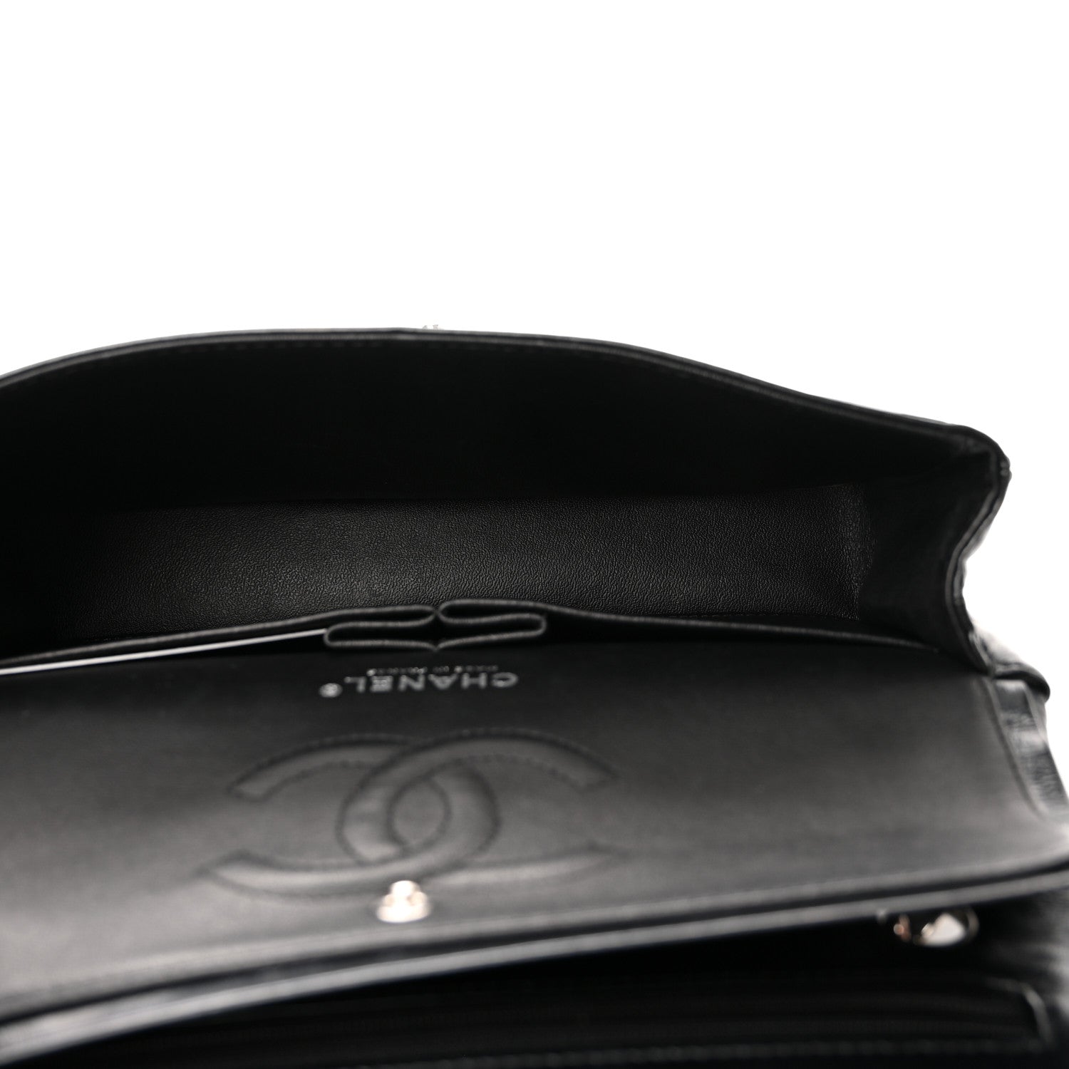 Chanel Glazed Calfskin Grommet Embellished Medium Airline Double Flap Black 5 of 11