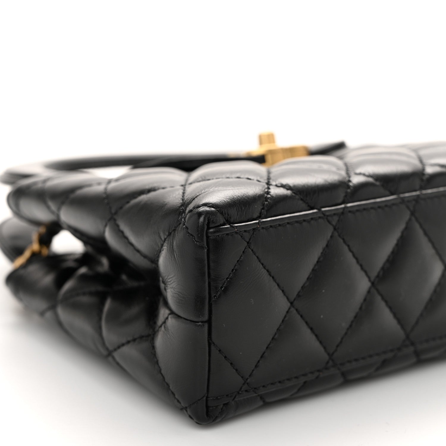 Chanel Shiny Aged Calfskin Quilted Nano Kelly Shopper Black 9 of 11