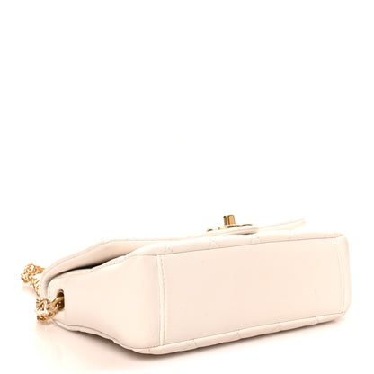 Chanel Lambskin Quilted Small CC Crystal Logo Chain Flap White 4 of 10