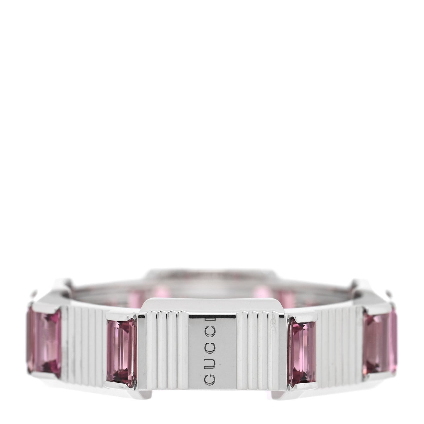 18K White Gold Rubellite 7mm Link to Love Ring 58 8.25