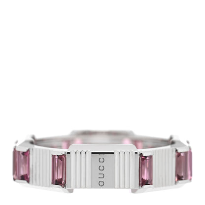 Gucci 18K White Gold Rubellite 7mm Link to Love Ring 58 8.25 3 of 4