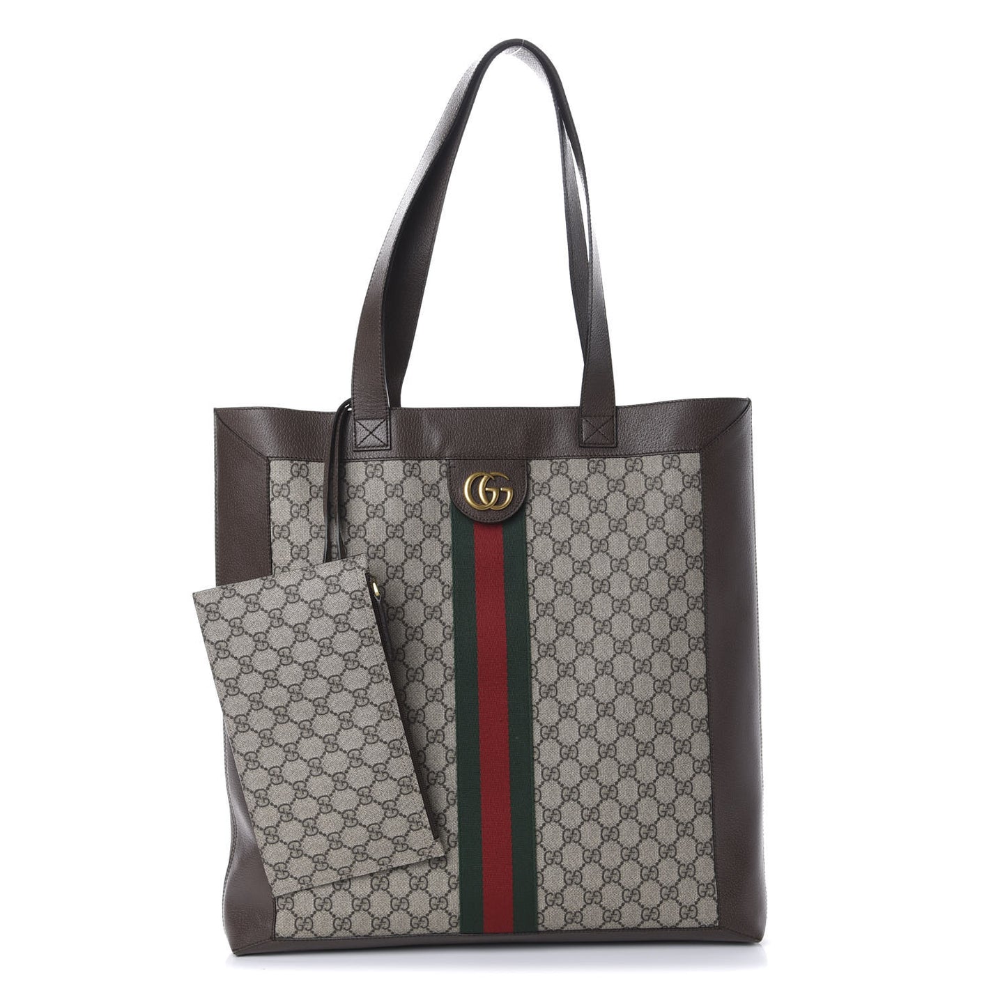 GG Supreme Monogram Web Large Ophidia Vertical Shopping Tote Brown