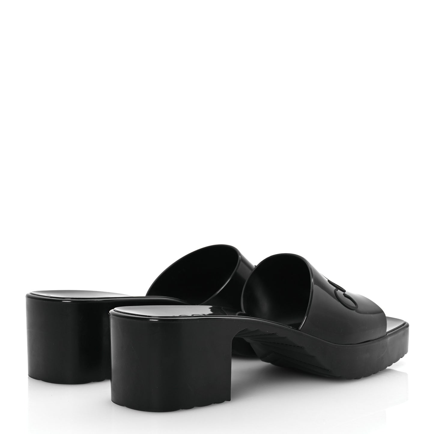 Rubber Gucci Logo Womens Platform 20/60mm Slide Sandals 41 Black