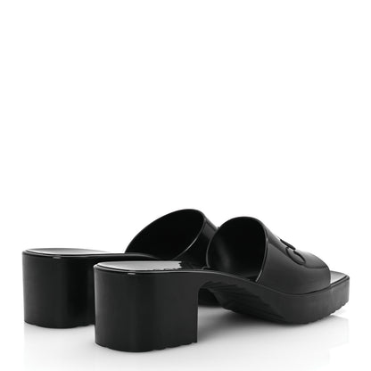 Gucci Rubber Gucci Logo Womens Platform 20/60mm Slide Sandals 41 Black 5 of 10