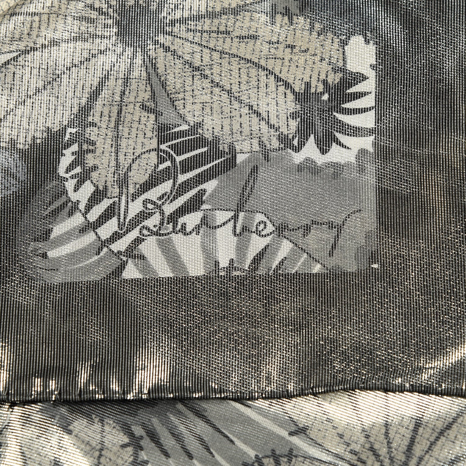 Burberry Silk Floral Print Metallic Square Scarf Grey 2 of 3