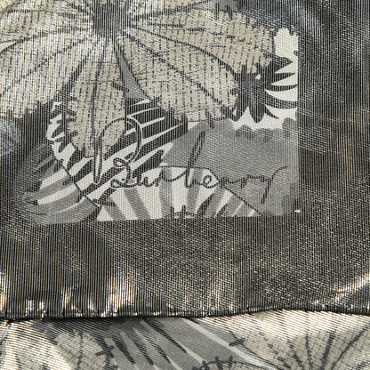 Burberry Silk Floral Print Metallic Square Scarf Grey 2 of 3