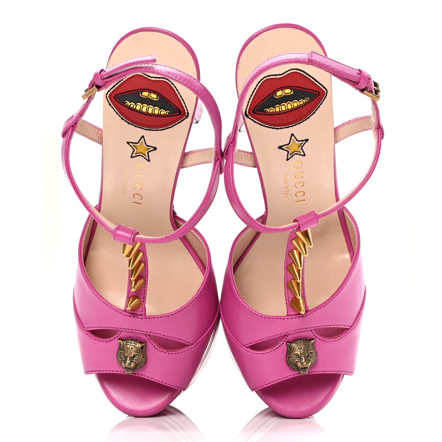 Gucci Malaga Kid Angel T-Strap Platform High Heel Sandals 36 Rododendro 5 of 9