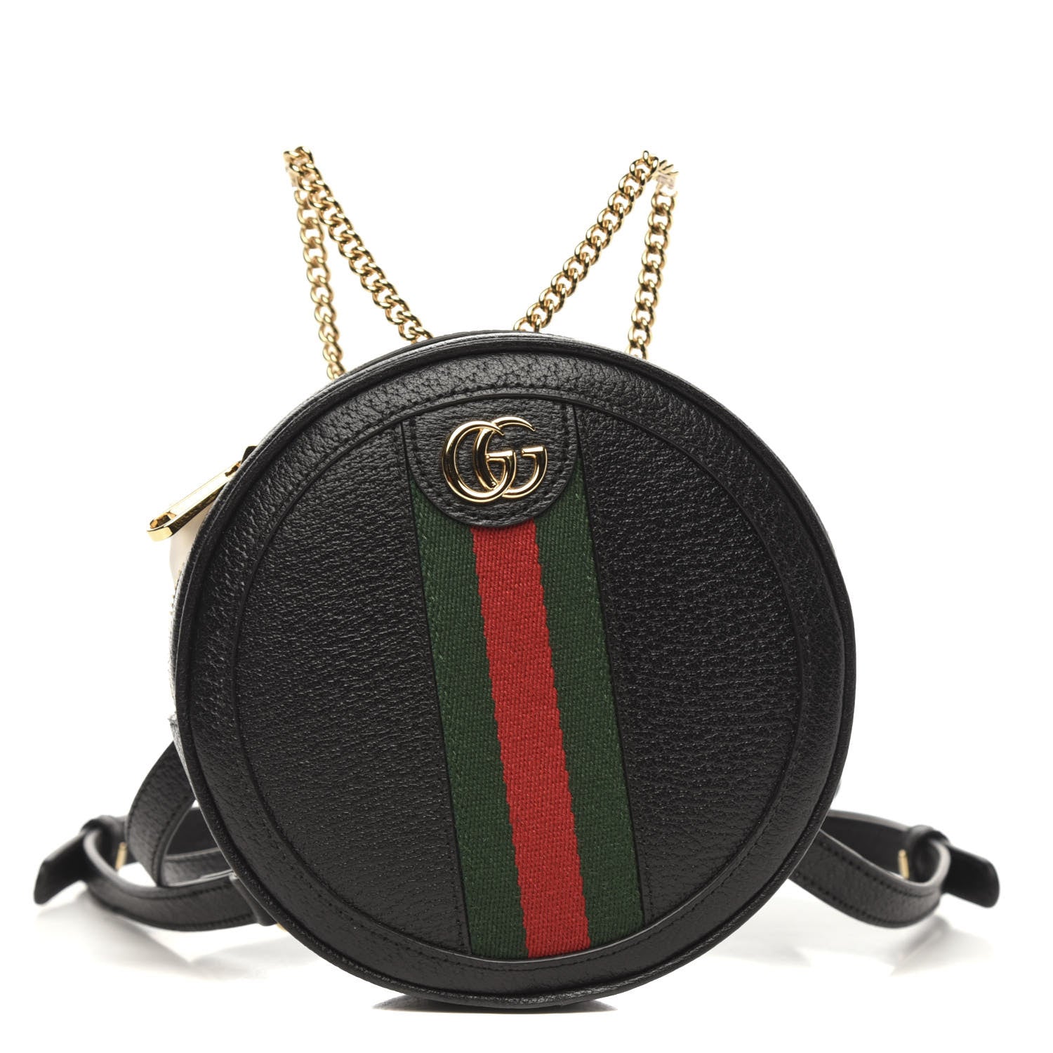 Gucci Grained Calfskin Web Mini Ophidia Round Backpack Black 1 of 7