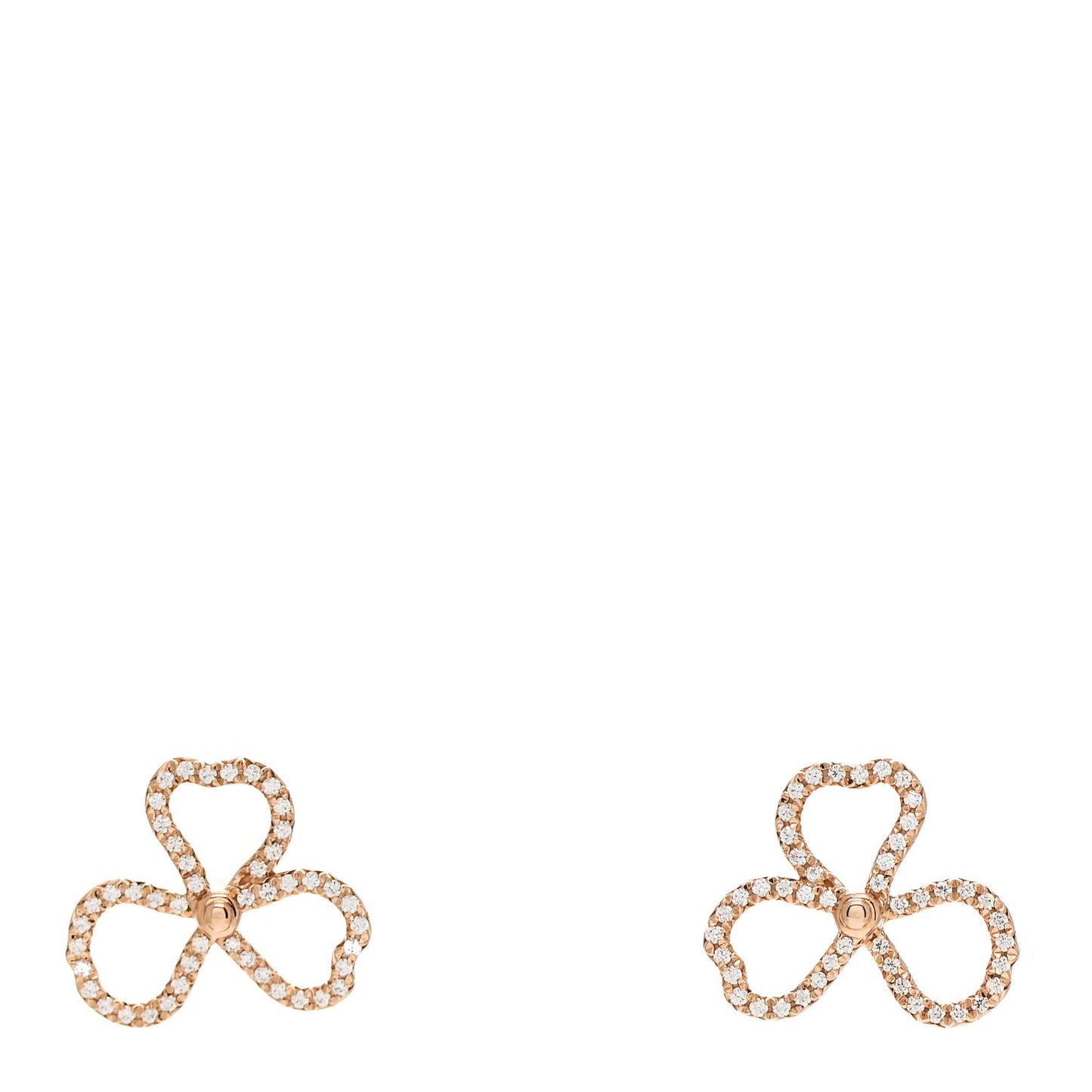 18K Rose Gold Diamond Paper Flowers Open Flower Earrings