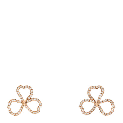 Tiffany 18K Rose Gold Diamond Paper Flowers Open Flower Earrings 1 of 5