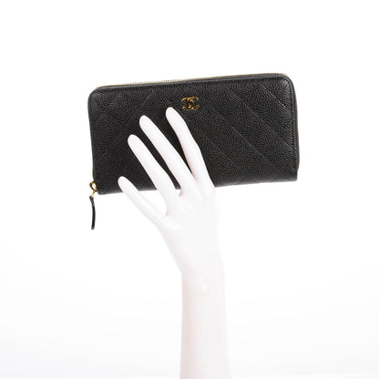 Chanel Caviar Quilted Large Gusset Zip Around Wallet Black 2 of 8
