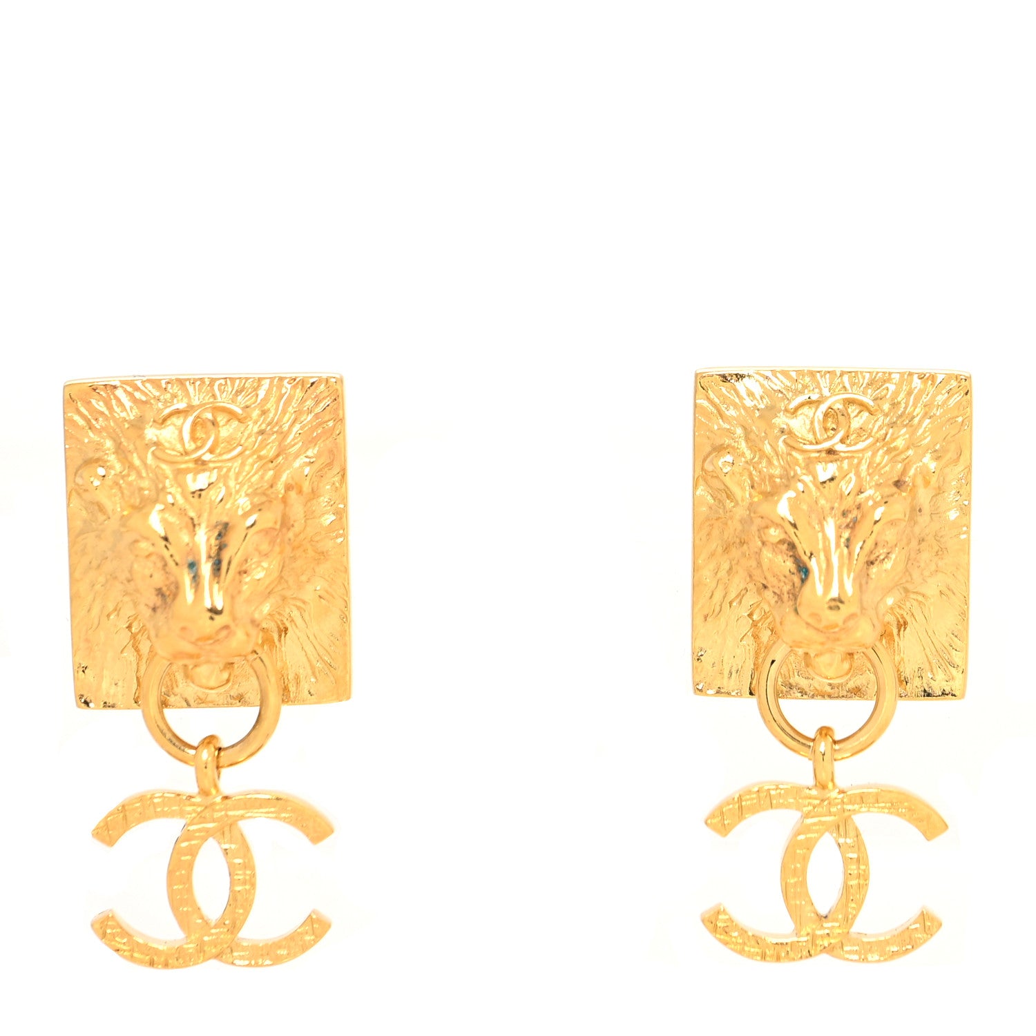 Chanel Metal CC Lion Earrings Gold 1 of 4