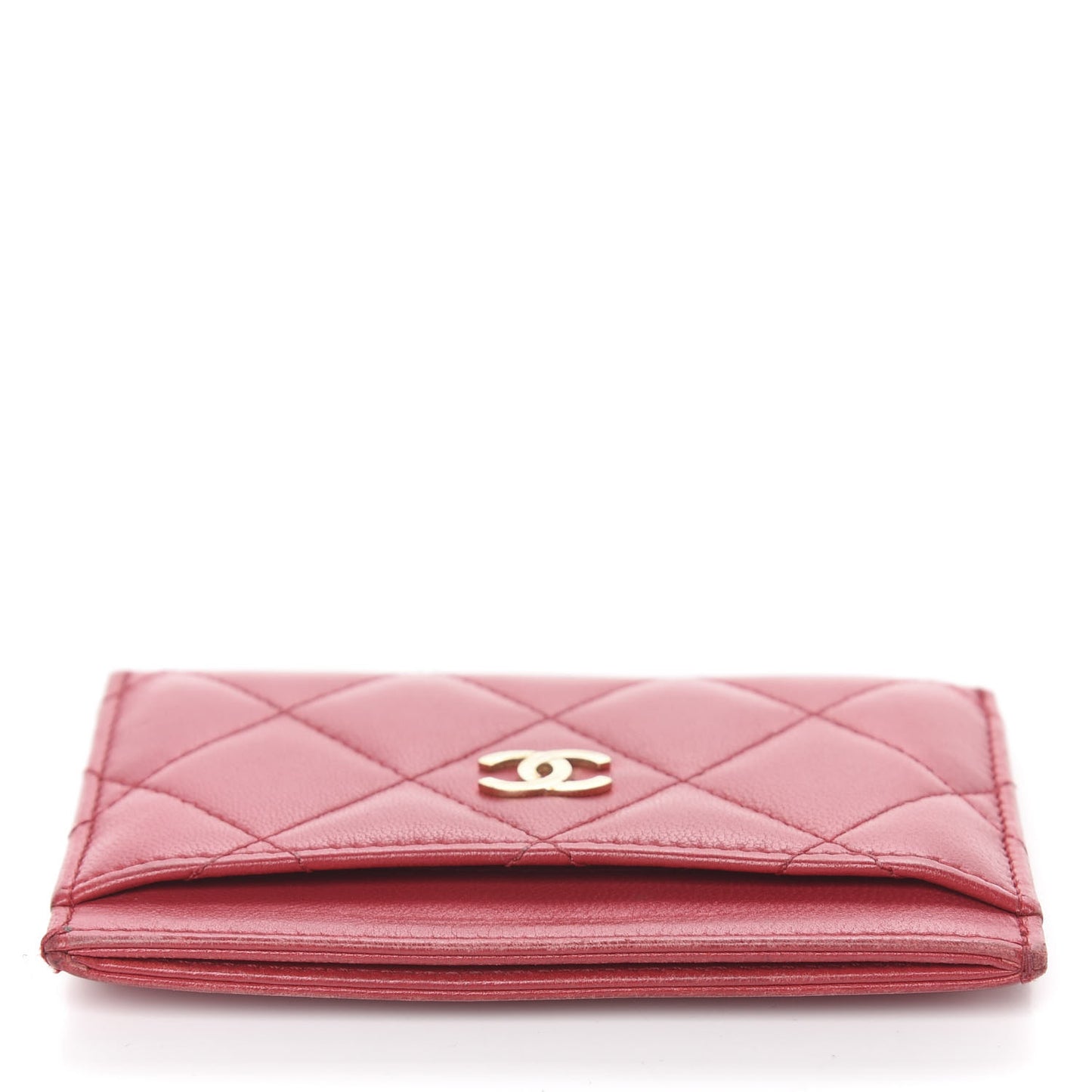 Lambskin Quilted Card Holder Red