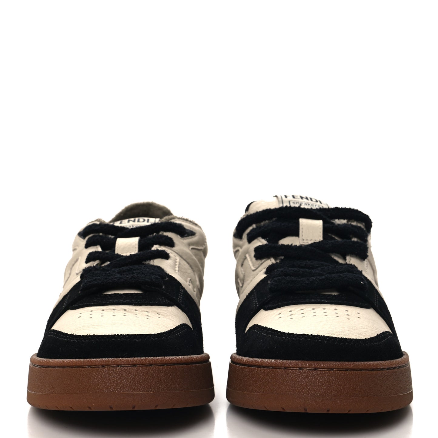 Suede Vitello Fendi Match Low Top Sneakers 40  Milk Black