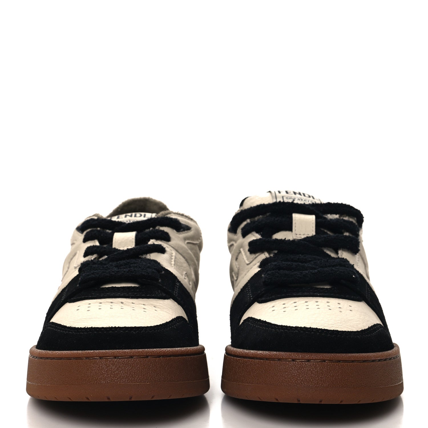 Fendi Suede Vitello Fendi Match Low Top Sneakers 40  Milk Black 3 of 10