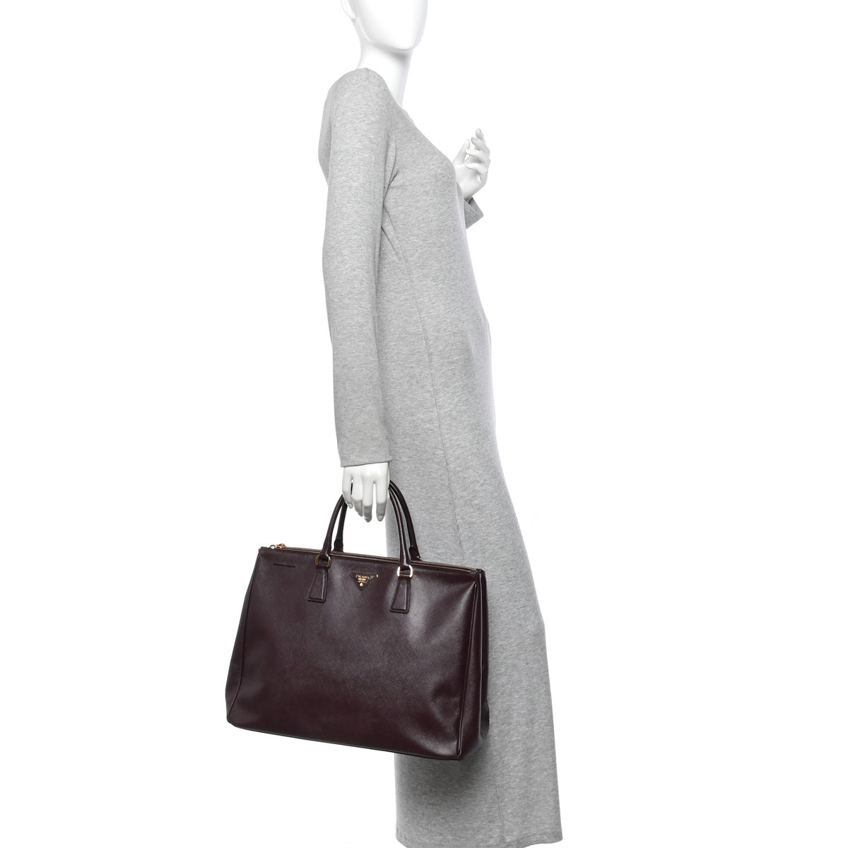 Saffiano Lux Extra Large Galleria Double Zip Tote Granato
