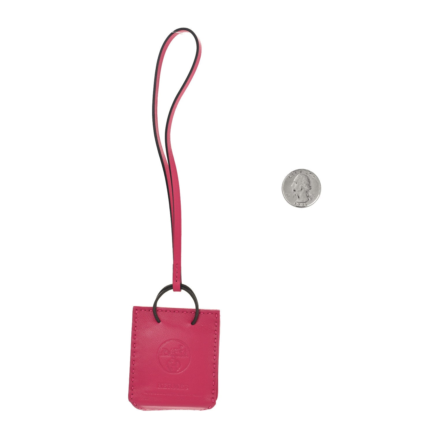 Hermes Milo Lambskin Swift Shopping Bag Charm Rose Mexico 2 of 3