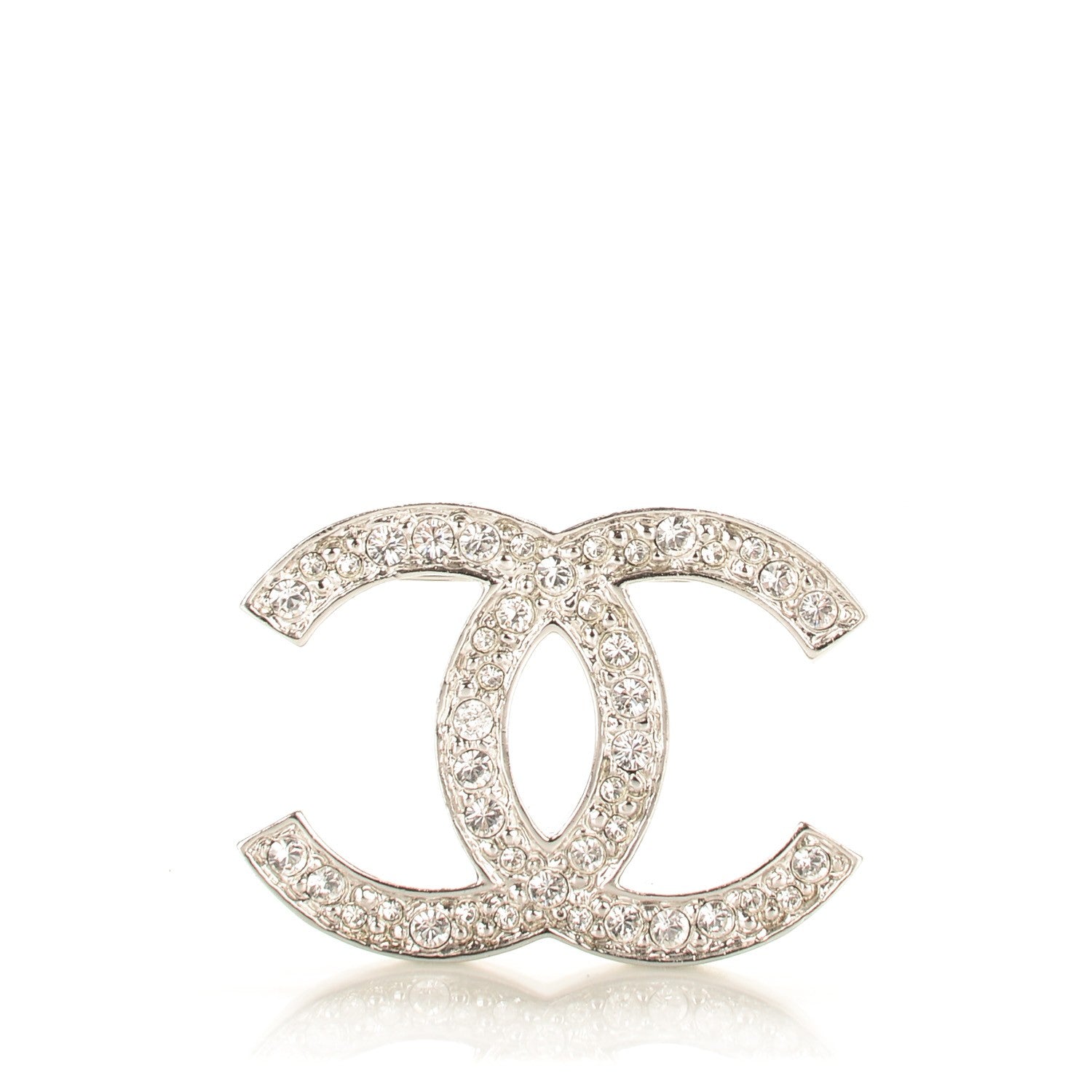 Chanel Crystal CC Brooch Silver 1 of 4