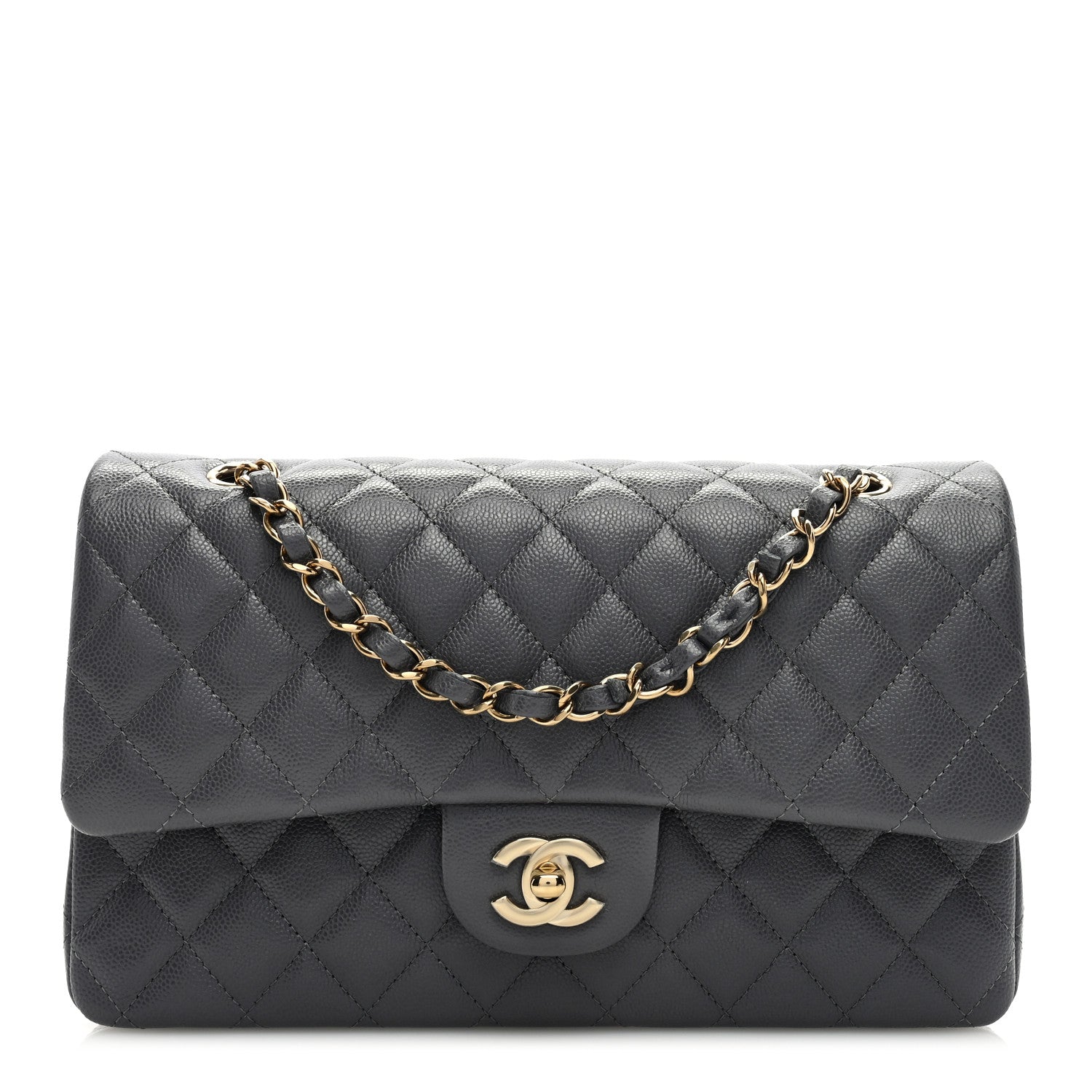 Chanel Caviar Quilted Medium Double Flap Dark Grey 1 of 9